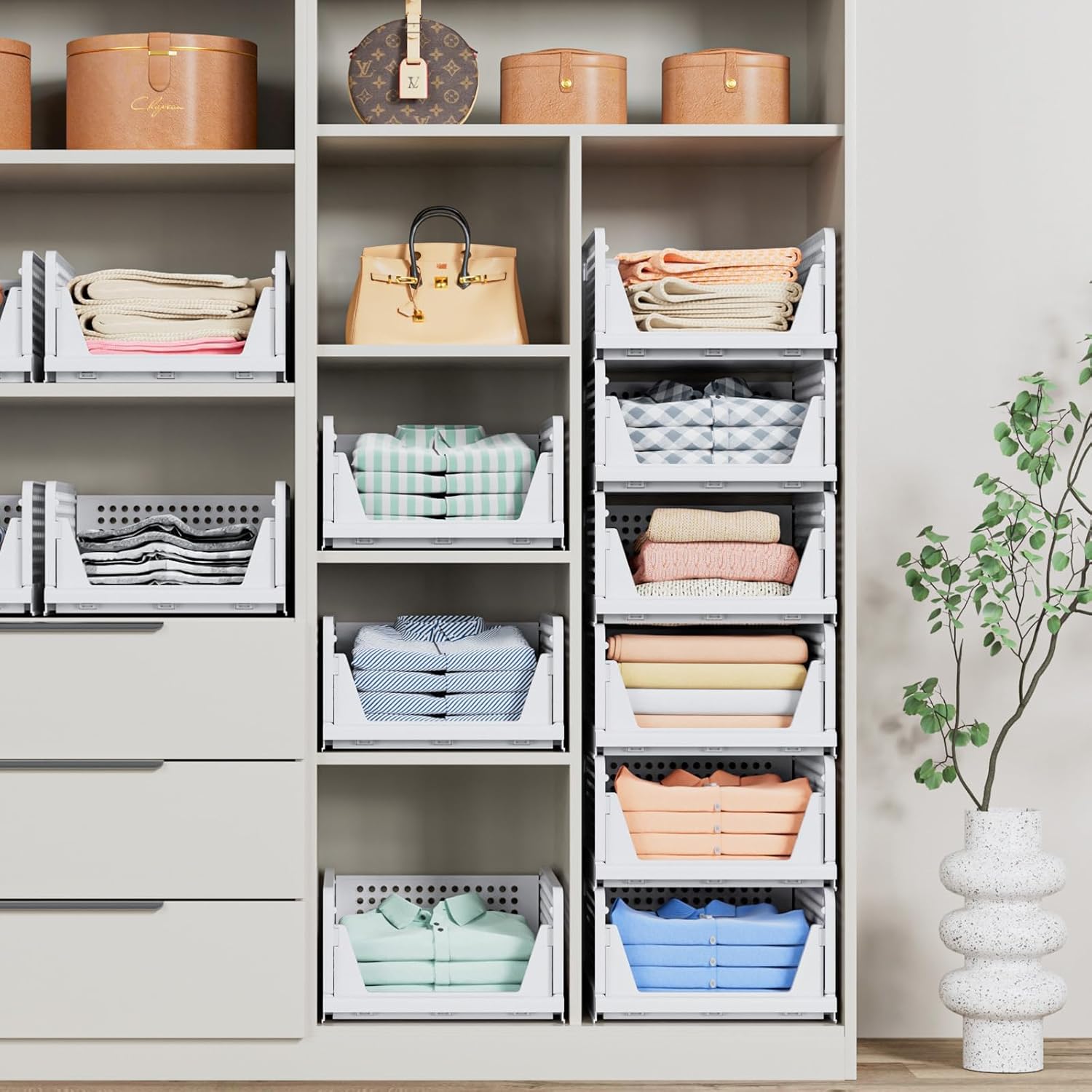 5 Pack Stackable Closet Storage Basket - Image 5