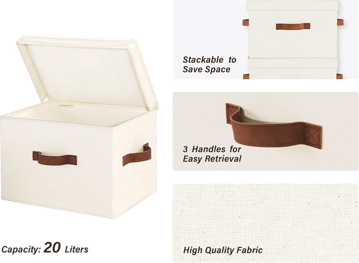 Fabric Storage Bins with Lid, Decorative Storage Boxes - Image 3