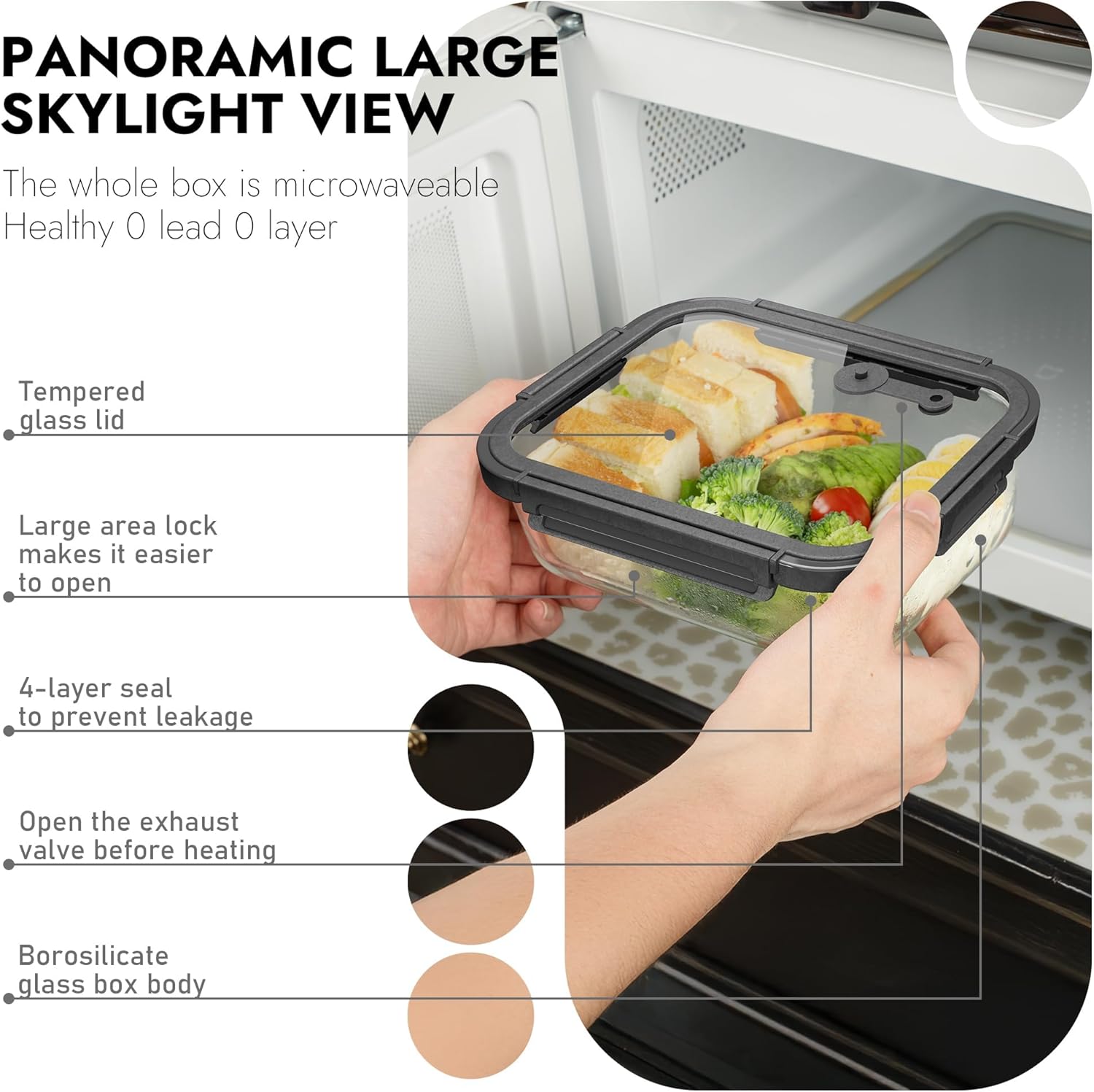 Glass Food Storage Containers with Tempered Glass Lids - Image 5