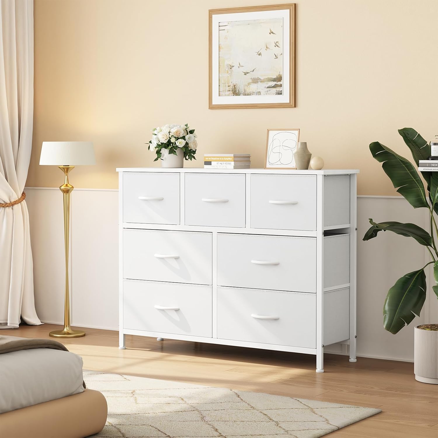 7-Drawer Fabric Storage Dresser with Wooden Top & Steel Frame - Image 2