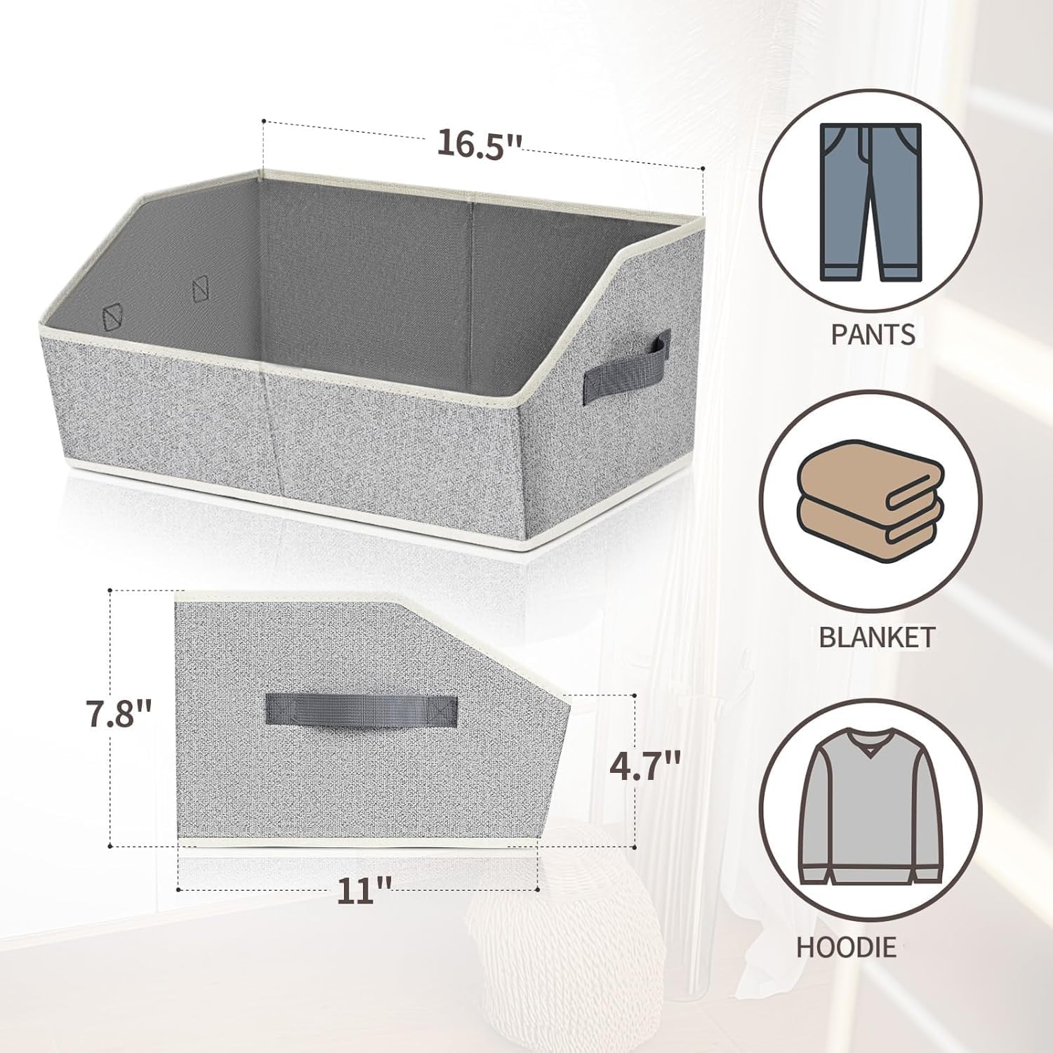 Closet Organizers Bins 6 Packs - Large with Handles - Image 2