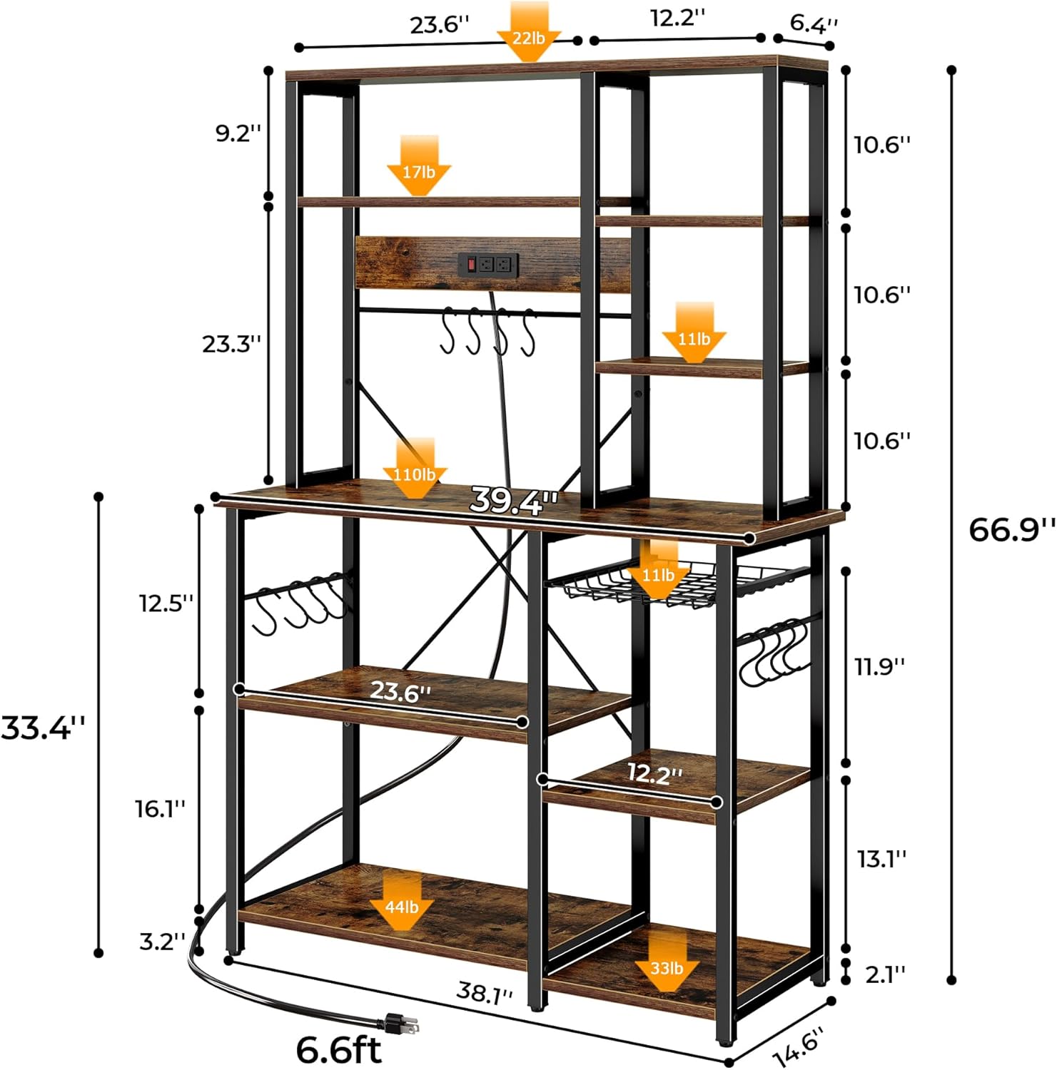 Multi-Function Kitchen Storage Rack with Power Outlets - Image 2