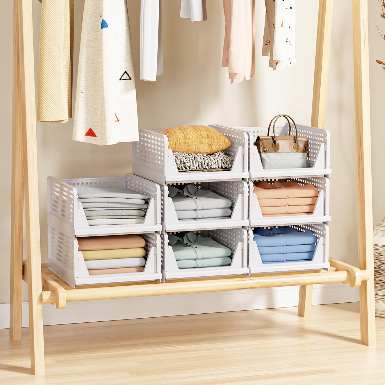 5 Pack Stackable Closet Storage Basket - Image 3