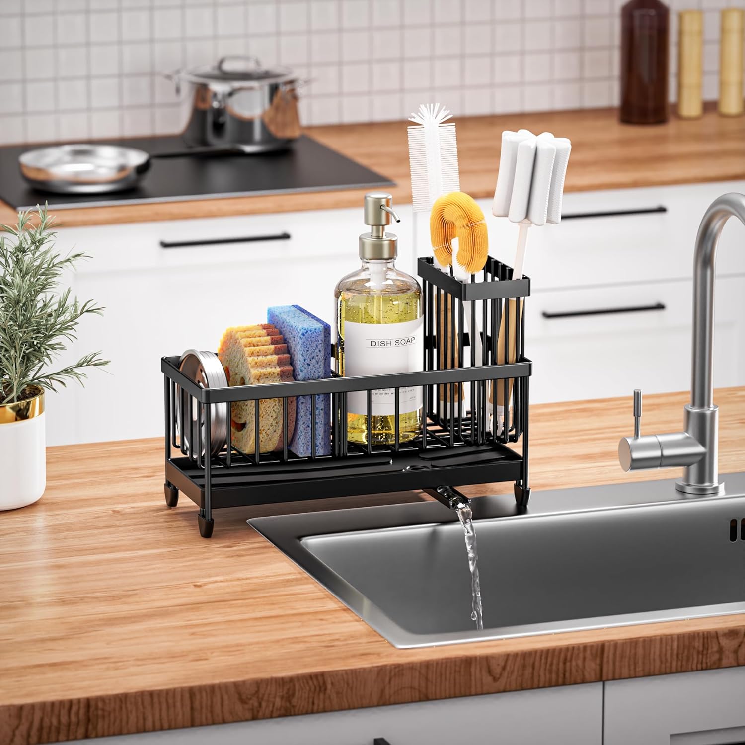 Rust-Resistant Kitchen Sink Organizer with Sponge & Brush Storage - Image 5