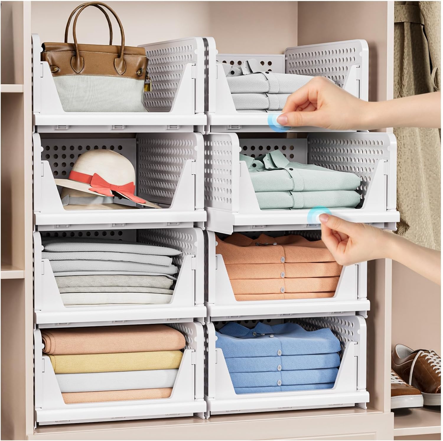 5 Pack Stackable Closet Storage Basket - Image 4