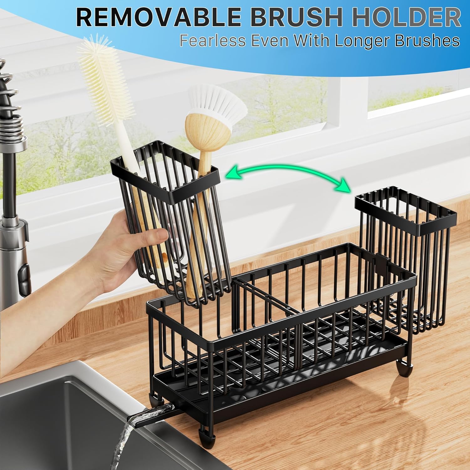 Rust-Resistant Kitchen Sink Organizer with Sponge & Brush Storage - Image 4