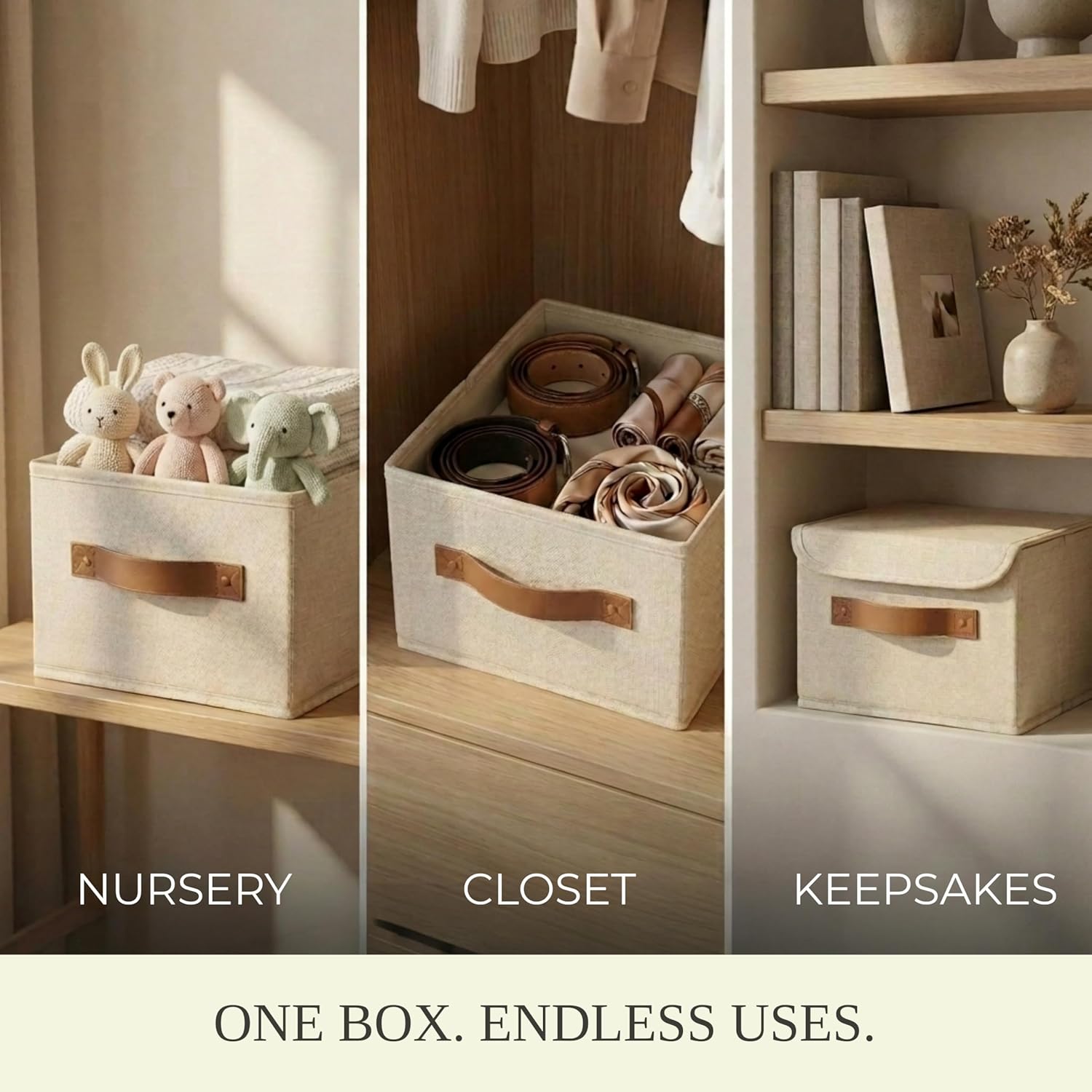Decorative Linen Organizer Boxes - Image 4