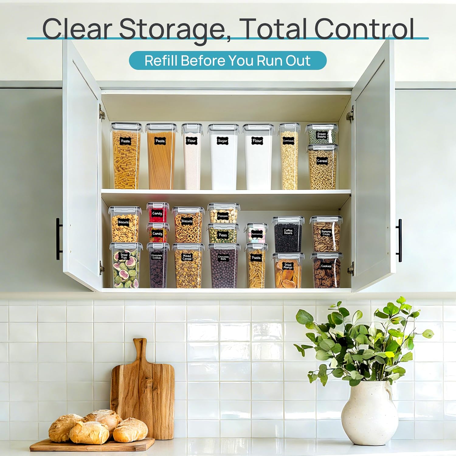 24-Piece Pantry Organization Container Set with Airtight Lids & Reusable Labels - Image 2