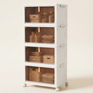 4 Tier Plastic Kitchen Storage Bins with Lid