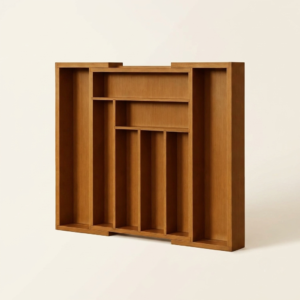 Adjustable Bamboo Cutlery Organizer Tray for Kitchen Drawers