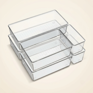 6-Piece Clear Storage Trays for Makeup, Utensils & Drawer Organization