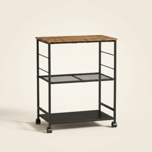 Rolling Kitchen Storage Cart with 3-Tier Shelves and Locking Casters