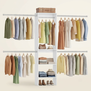 Adjustable Walk-In Closet System with Hanging Rods & Storage Shelves