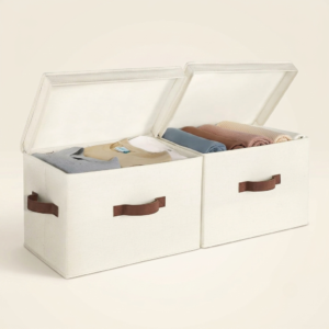 Fabric Storage Bins with Lid, Decorative Storage Boxes