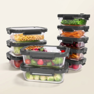 Glass Food Storage Containers with Tempered Glass Lids
