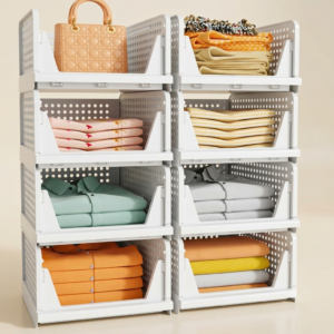 5 Pack Stackable Closet Storage Basket