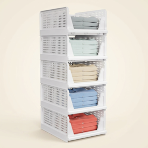 5 Pack Stackable Closet Storage Basket